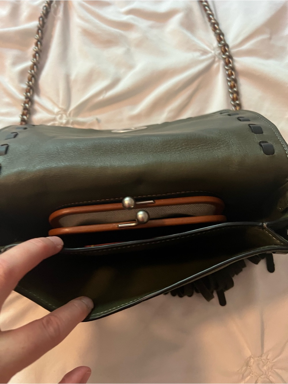 Coach Dark Olive Suede Fringe Crossbody Bag - Picture 2 of 6